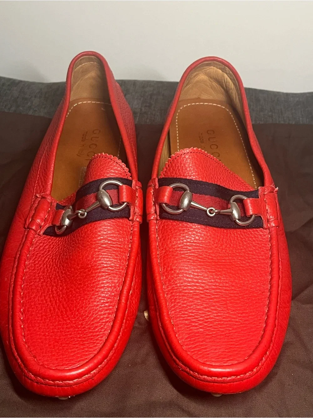 Authentic Gucci Red leather loafers size 9.5 G / 10 US